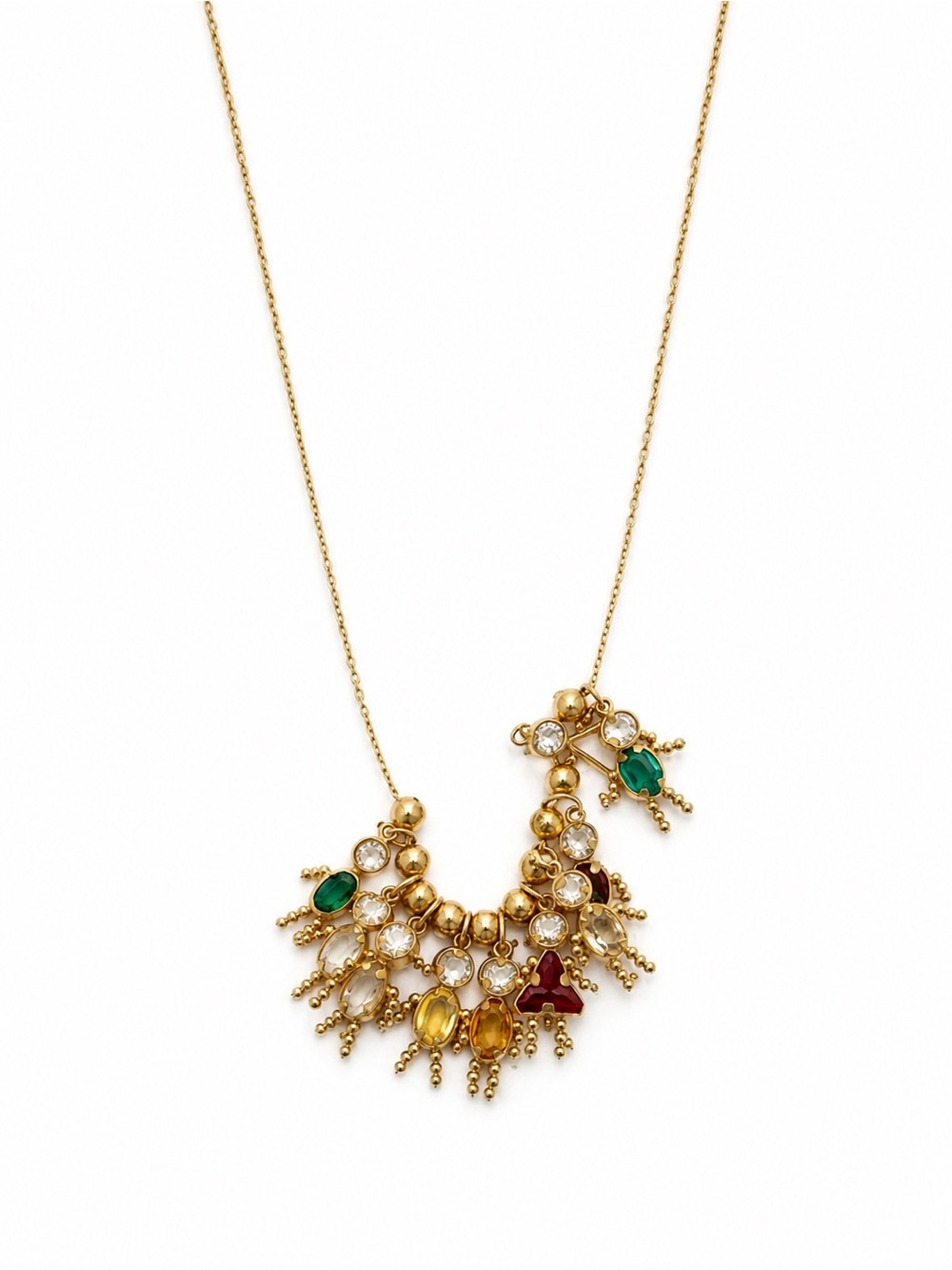 14K Yellow Gold Baby Birthstone Charm Necklace 5.7g - Picture 5 of 8